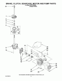 BRAKE, CLUTCH, GEARCASE, MOTOR AND PUMP PARTS Diagram and Parts List for WGT3300SQ2  Whirlpool Washer Dryer Combo