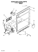 DOOR AND LATCH PARTS Diagram and Parts List for KUDX03FTSS2  KitchenAid Dishwasher