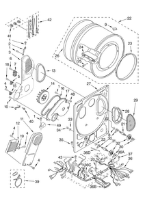 Dryer Bulkhead Parts Diagram and Parts List for 11088752794  Kenmore Washer Dryer Combo