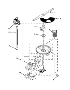 Pump And Motor Parts Diagram and Parts List for 7WDT950SAYM3  Whirlpool Dishwasher