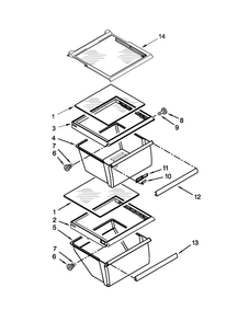 Refrigerator Shelf Parts Diagram and Parts List for 7WRS22FDBW00  Whirlpool Refrigerator