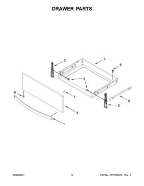 05 - Drawer Parts Diagram and Parts List for WEE750H0HV0  Whirlpool Range