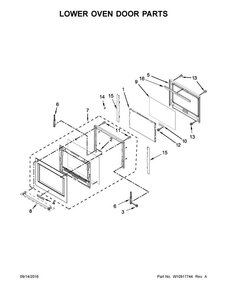 Lower Oven Door Parts Diagram and Parts List for KODT107ESS01  KitchenAid Wall Oven