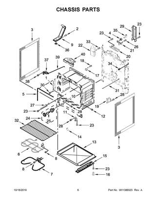 Chassis Parts Diagram and Parts List for WFE515S0JB0  Whirlpool Range