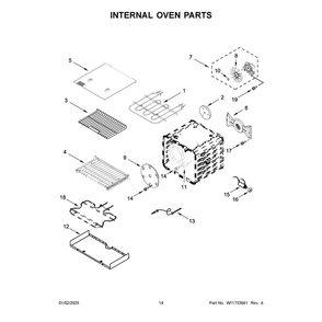 Internal Oven Parts Diagram and Parts List for KFDC500JIB03  KitchenAid Range