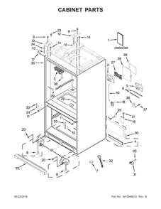 Cabinet Parts Diagram and Parts List for WRF757SDEH01  Whirlpool Refrigerator