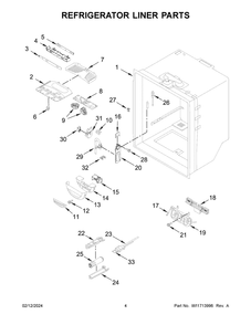 Refrigerator Liner Parts Diagram and Parts List for WRF540CWHW08  Whirlpool Refrigerator