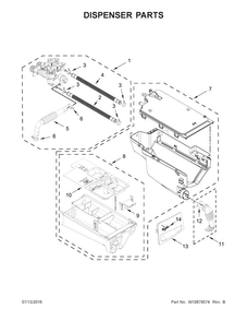 Dispenser Parts Diagram and Parts List for WFW87HEDW1  Whirlpool Washer