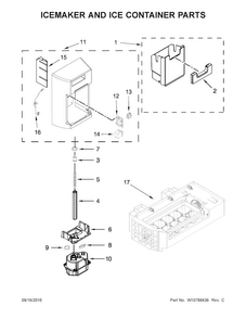Icemaker And Ice Container Parts Diagram and Parts List for 10651762510  Kenmore Refrigerator