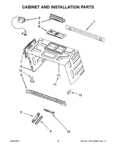 Cabinet And Installation Parts Diagram and Parts List for YKMHC319EBS0  KitchenAid Microwave