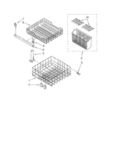 Dishrack Diagram and Parts List for DU810SWPU3  Whirlpool Dishwasher