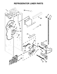 Refrigerator Liner Parts Diagram and Parts List for KBSD612ESS01  KitchenAid Refrigerator