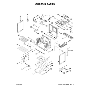 Chassis Parts Diagram and Parts List for KSGS530SJP0  KitchenAid Range