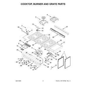 Cooktop, Burner And Grate Parts Diagram and Parts List for KFGC558JAV07  KitchenAid Range
