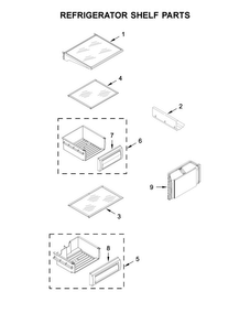 Refrigerator Shelf Parts Diagram and Parts List for KBSN608ESS01  KitchenAid Refrigerator
