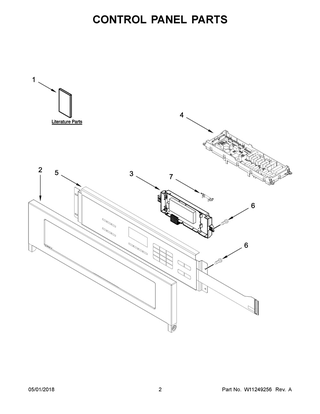 Control Panel Parts Diagram and Parts List for WOS51ES4EB01  Whirlpool Wall Oven