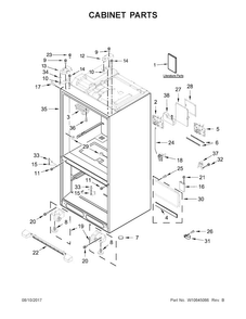 Cabinet Parts Diagram and Parts List for KFIV29PCMS03  KitchenAid Refrigerator