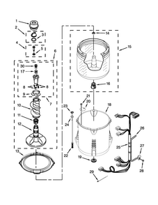 Basket And Tub Parts Diagram and Parts List for 11020112311  Kenmore Washer
