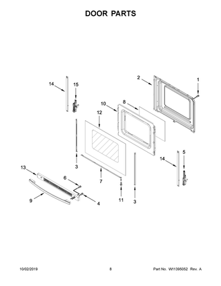 Door Parts Diagram and Parts List for YWFC150M0EB4  Whirlpool Range