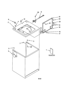 Top And Cabinet Diagram and Parts List for 8530090  Whirlpool Washer