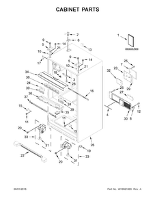 Cabinet Parts Diagram and Parts List for WRX735SDBH01  Whirlpool Refrigerator