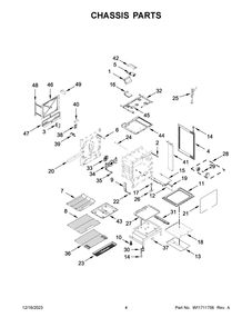 Chassis Parts Diagram and Parts List for KSGG700ESS7  KitchenAid Range