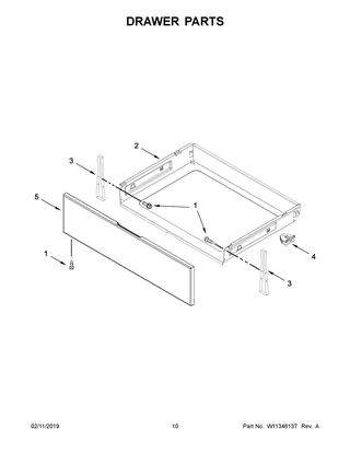 Drawer Parts Diagram and Parts List for YWFE550S0HV1  Whirlpool Range