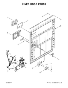 Inner Door Parts Diagram and Parts List for WDF110PABT5  Whirlpool Dishwasher