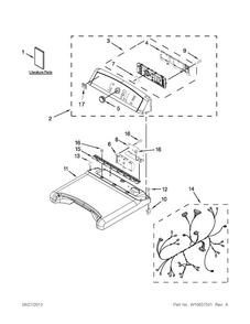 Top And Console Parts Diagram and Parts List for 11068102310  Kenmore Dryer
