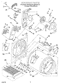 BULKHEAD Diagram and Parts List for GEX9868JQ0  Whirlpool Dryer