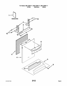 Door And Panel Parts Diagram and Parts List for 66513299K111  Kenmore Dishwasher