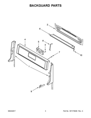 03 - Backguard Parts Diagram and Parts List for WFG320M0BB2  Whirlpool Range