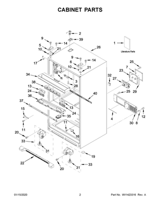Cabinet Parts Diagram and Parts List for WRX735SDHB02  Whirlpool Refrigerator