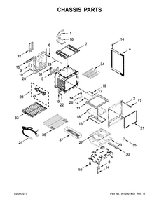 Chassis Parts Diagram and Parts List for KFGS530ESS1  KitchenAid Range