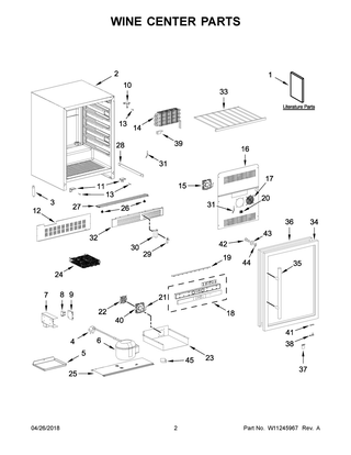 Wine Center Parts Diagram and Parts List for WUW35X24DS01  Whirlpool Wine and Beverage Cooler