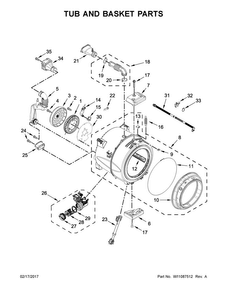 Tub And Basket Parts Diagram and Parts List for WFW7540FW0  Whirlpool Washer