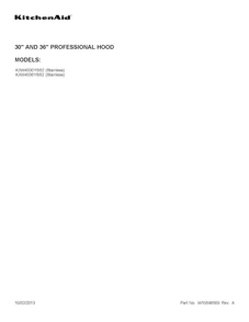 Cover Sheet Diagram and Parts List for KXW4330YSS2  KitchenAid Range Hood