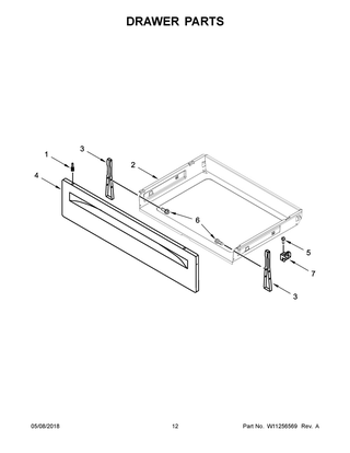 Drawer Parts Diagram and Parts List for WFG550S0HB1  Whirlpool Range
