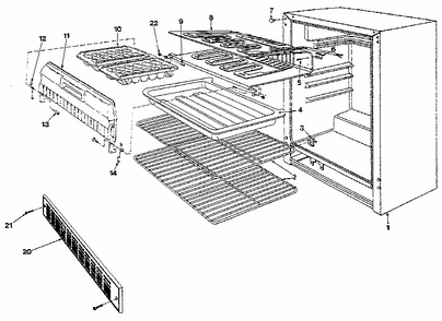 Liner Diagram and Parts List for 6ERF  Whirlpool Refrigerator