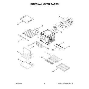Internal Oven Parts Diagram and Parts List for KOES730SJP00  KitchenAid Wall Oven