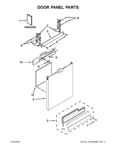 Door Panel Parts Diagram and Parts List for IUD7555DS3  Whirlpool Dishwasher