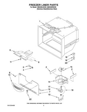 03 - FREEZER LINER PARTS Diagram and Parts List for GB2526LEKS5  Whirlpool Refrigerator