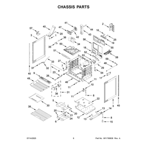Chassis Parts Diagram and Parts List for YKSES530SJP0  Whirlpool Range