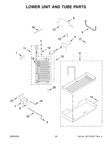 14 - Lower Unit And Tube Parts Diagram and Parts List for KBSD706MPS01  Whirlpool Refrigerator