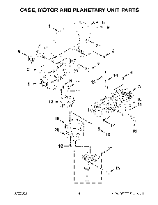 Case, Motor And Planetary Unit Parts Diagram and Parts List for 5KSM3311XDBM0  KitchenAid Mixer