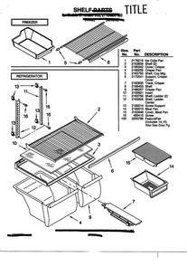 Shelf Diagram and Parts List for ET18NMFW03  Whirlpool Refrigerator