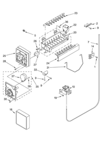 Icemaker Parts, Optional Parts Diagram and Parts List for ED5LHGXNT00  Whirlpool Refrigerator