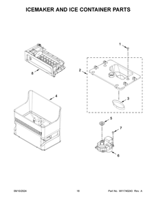 10 - Icemaker And Ice Container Parts Diagram and Parts List for WRFC9636RV00  Whirlpool Refrigerator
