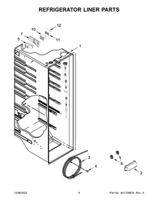Refrigerator Liner Parts Diagram and Parts List for WRS311SDHB09  Whirlpool Refrigerator