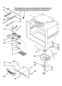 Freezer Liner Parts Diagram and Parts List for KBRS22KTSS11  KitchenAid Refrigerator